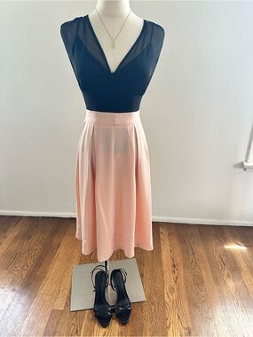 twik by Simons Soft Pink Pleated Midi Skirt High Waist Flowy NWT XS P/S